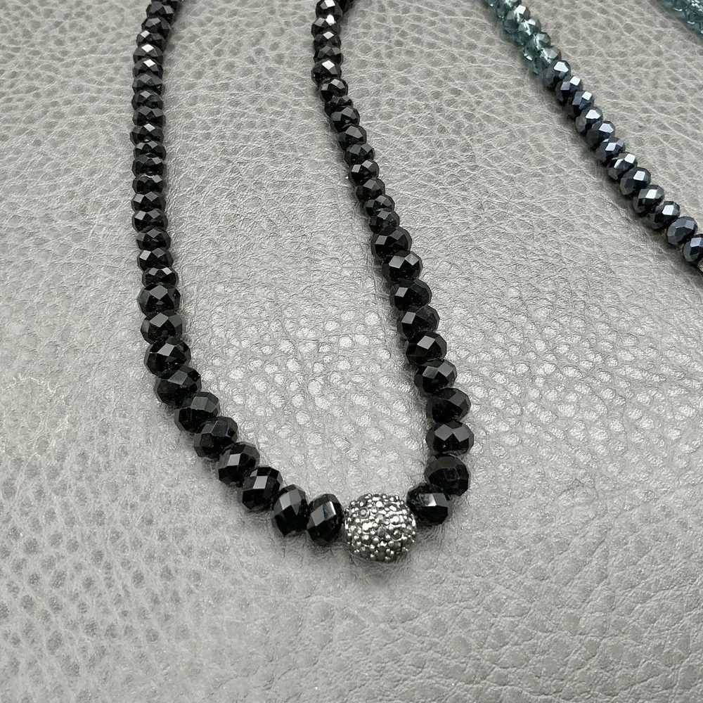 LOFT Necklace Multicolor‎ Beaded 30 In Black Teal Womens Statement Jewelry